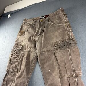 Wrangler Pants Men's 32x34 Brown Riggs Workwear Ripstop Double Knee Canvas Cargo